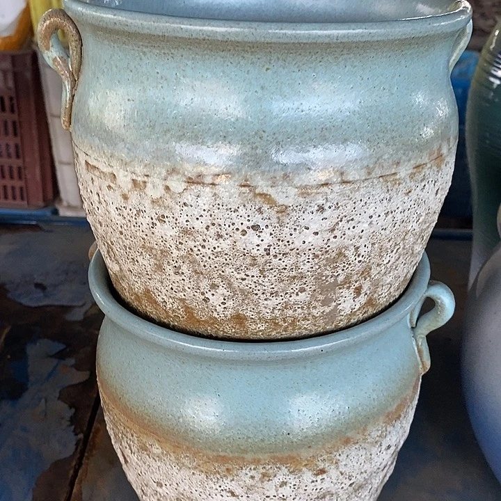 粗陶花盆高度。 21口径19