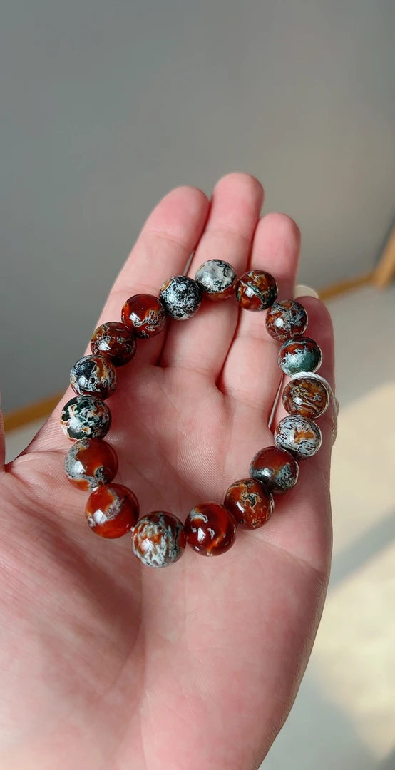 阜新红油水草玛瑙手串