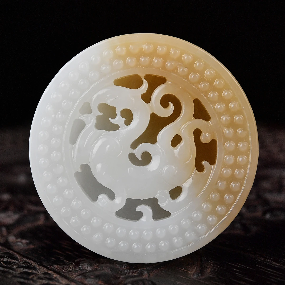 天然和田玉羊脂玉仿古龙皮带扣