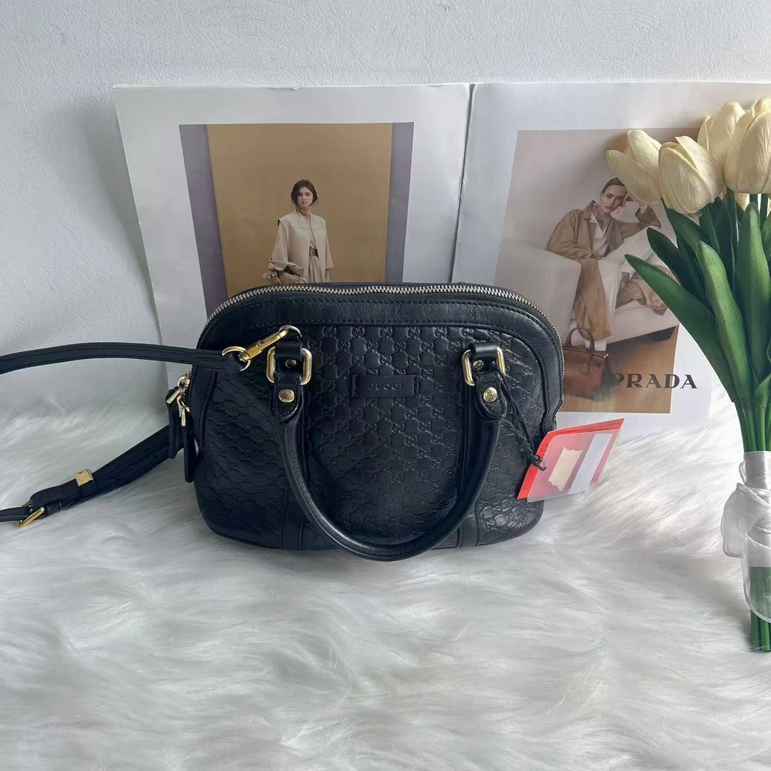 95新 GUCCI/古驰 古驰黑色满log贝壳包