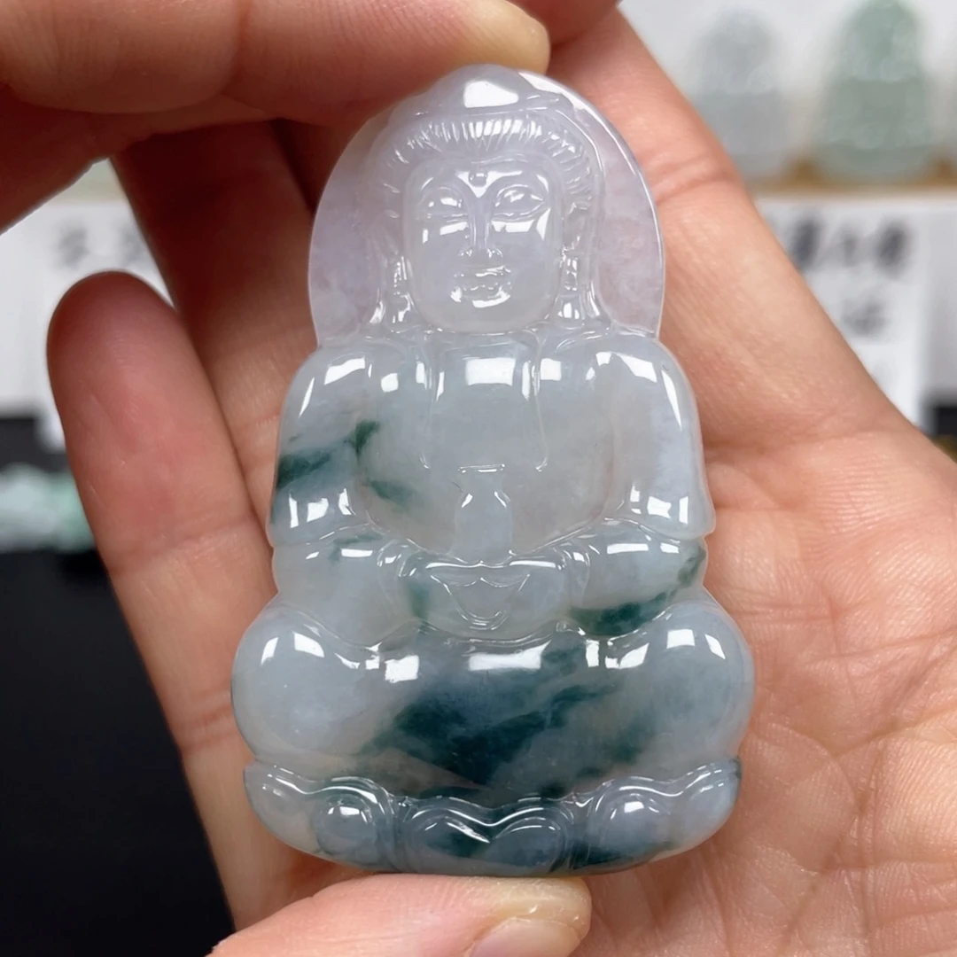 翡翠颈饰未镶嵌天然翡翠A货观音86号