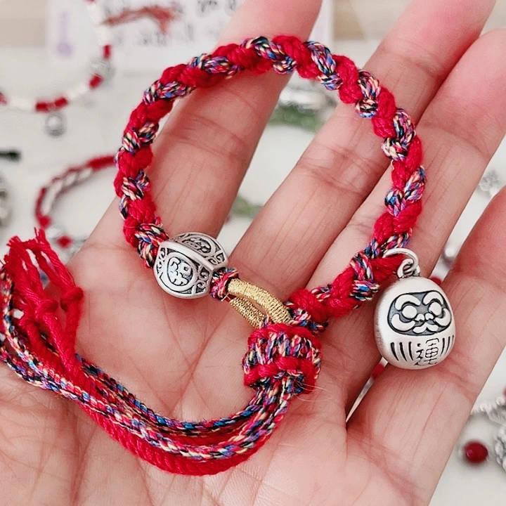 珐琅吊坠足银达摩