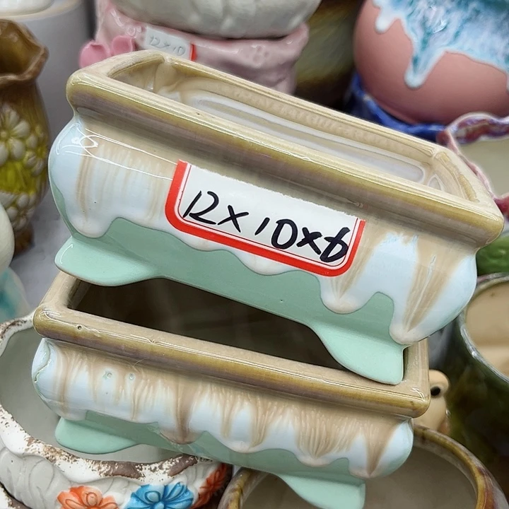 多肉绿植陶瓷花盆9.9包邮，有孔