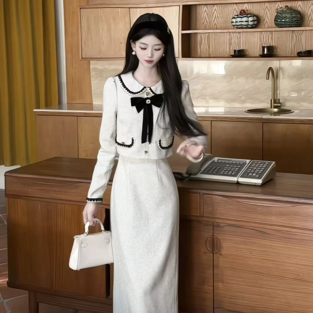 拉夏贝尔2025年秋冬新款时尚假两件小香风羽绒连衣裙 10681 JHD