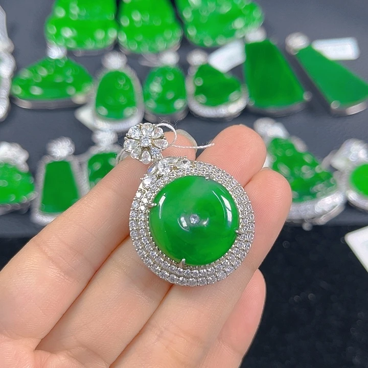 翡翠银S925镶嵌吊坠(不含链)