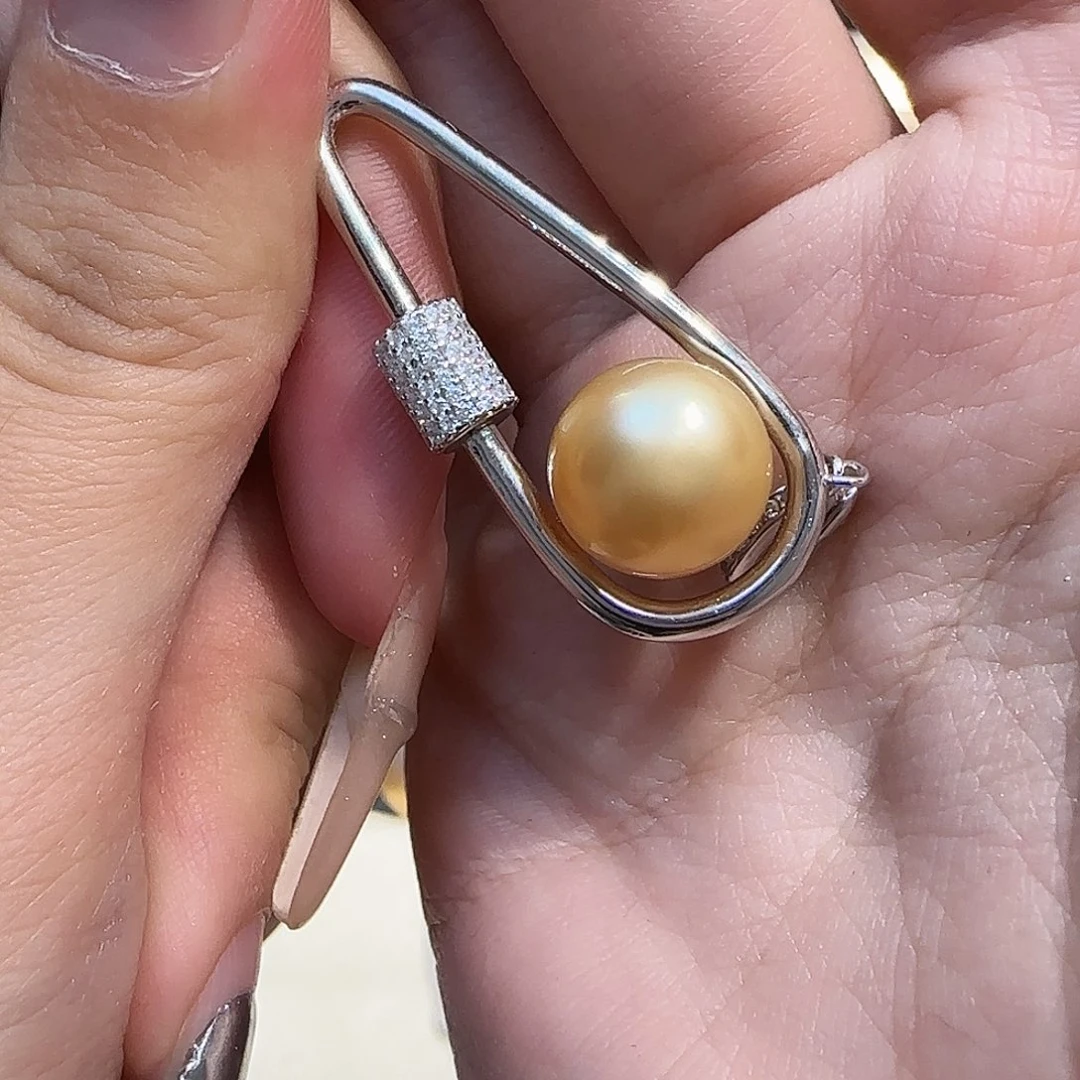 银S925镶嵌吊坠(不含链)海水珍珠