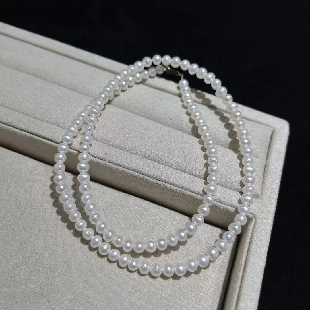【珍珠皇后】性价比18K金淡水珍珠小米珠项链（珠径3-4mm）