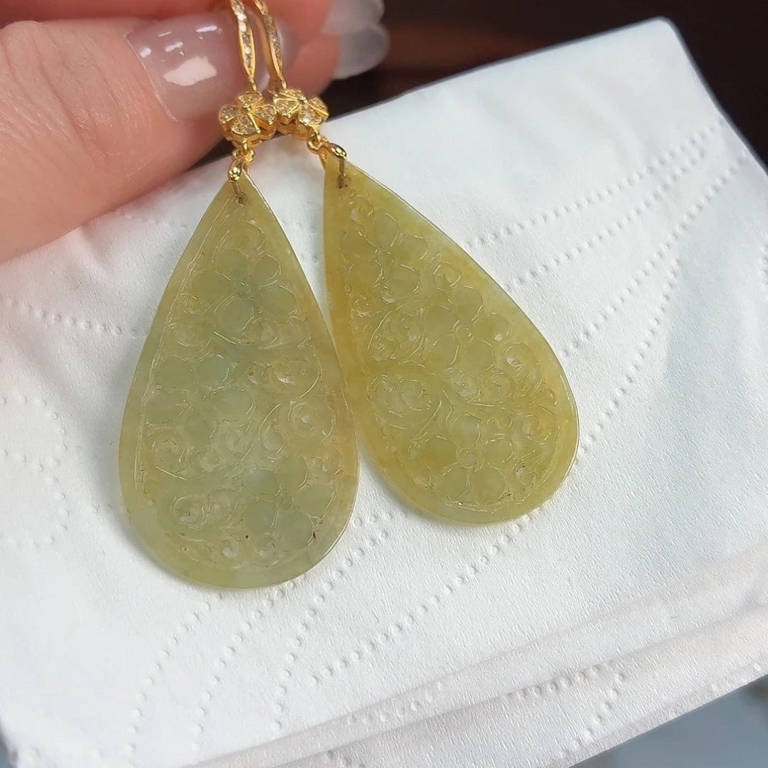 翡翠银S925镶嵌耳饰