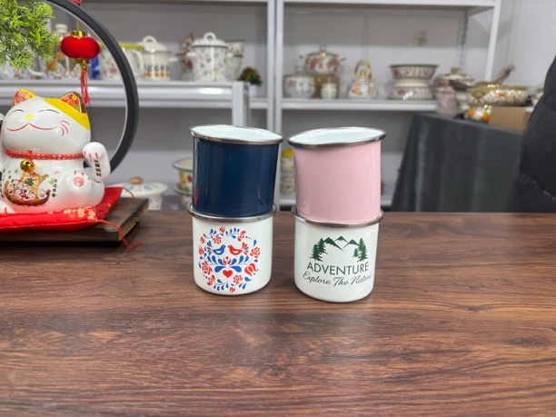 （发2个）花色随机发7厘米家用珐琅搪瓷喝水杯子茶水咖啡小酒杯