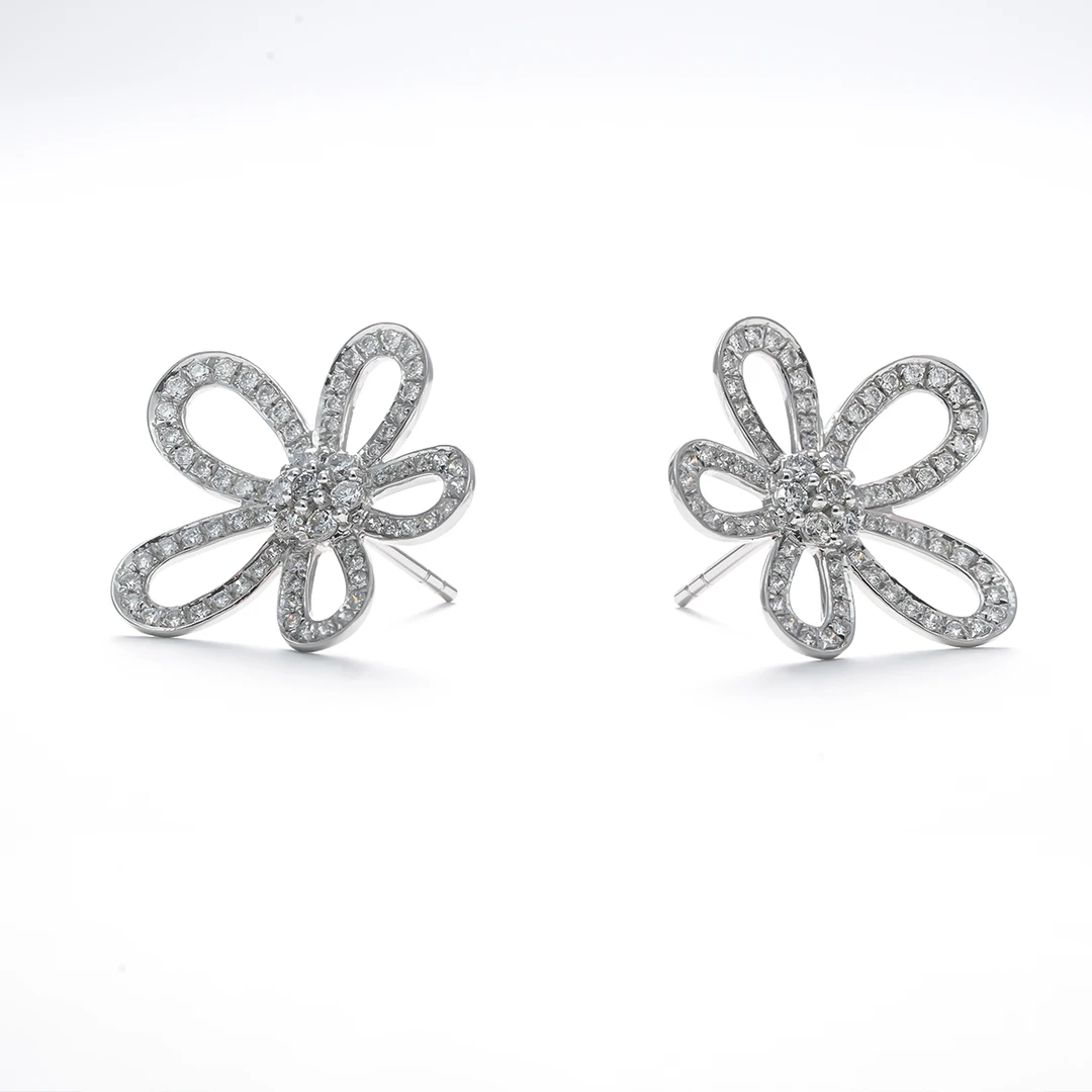 实验室培育钻石【河南卫视严选】格桑花（大号）耳钉铂金镶嵌S108