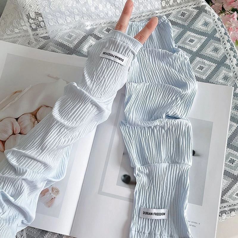 秋防晒冰袖防紫外线护臂手袖冰丝袖套遮阳透气宽松薄户外大码手套