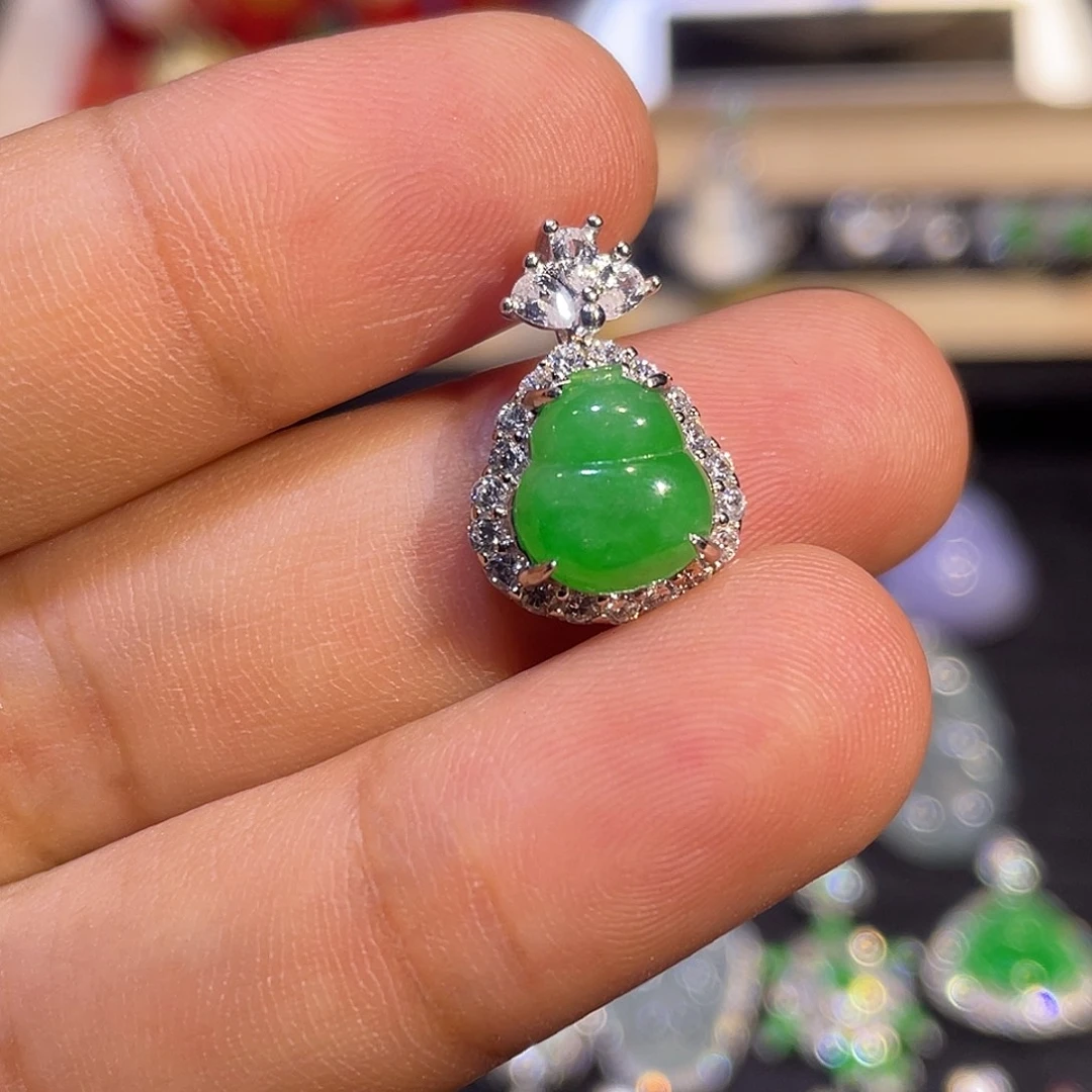 翡翠银S925镶嵌吊坠(不含链)