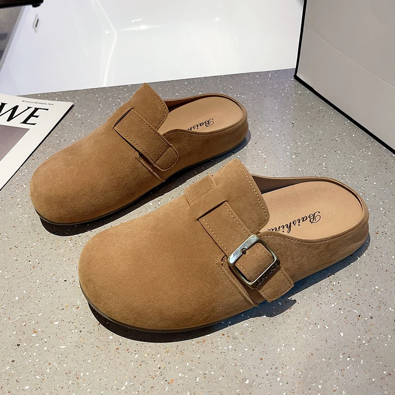 3cm踩屎感包头勃肯拖鞋女2025新款百搭防滑软底一脚蹬半托勃肯鞋