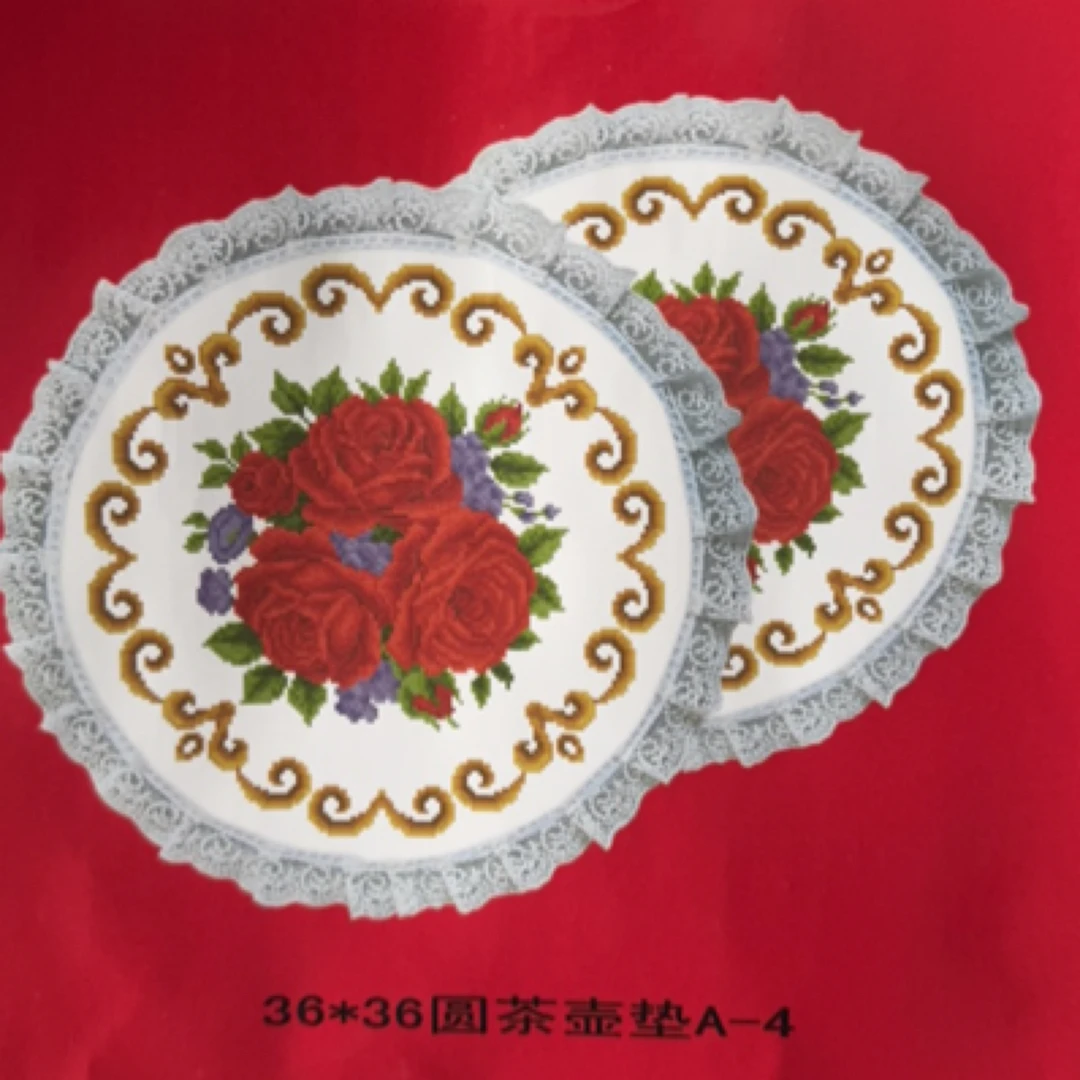 十字绣园茶壶垫چۆرىسىدە تۇرى بار چەينەك تىگىلىك تىكىدىغان