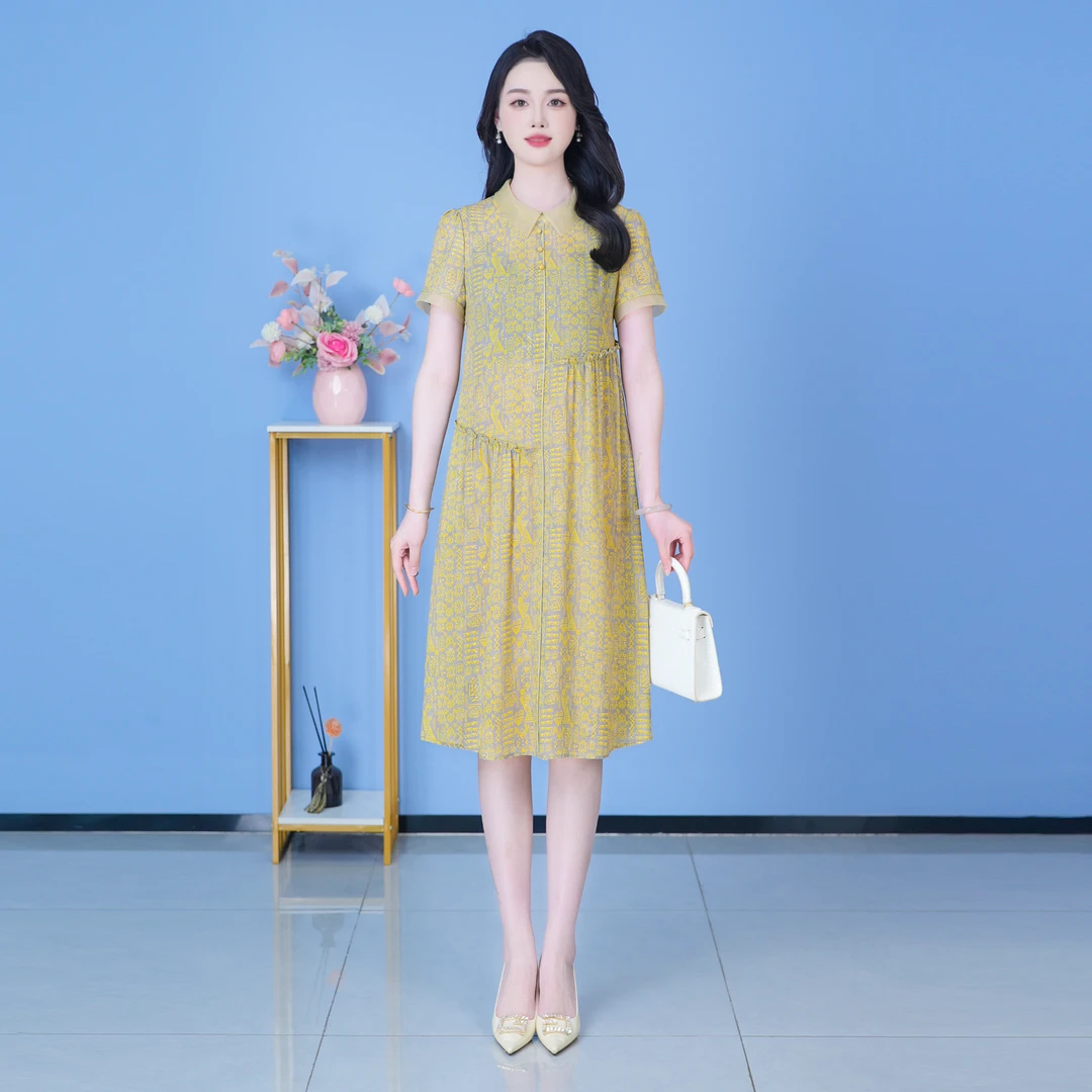 【SJYH1829】2025年夏季新款时尚优雅减龄连衣裙显瘦气质