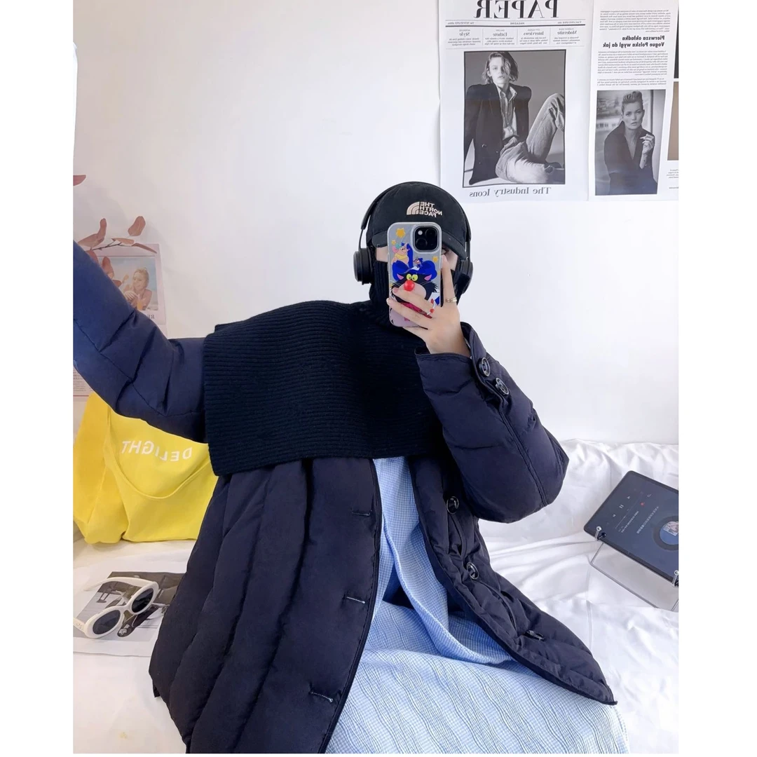 新款针织披肩设计师款羽绒服韩版