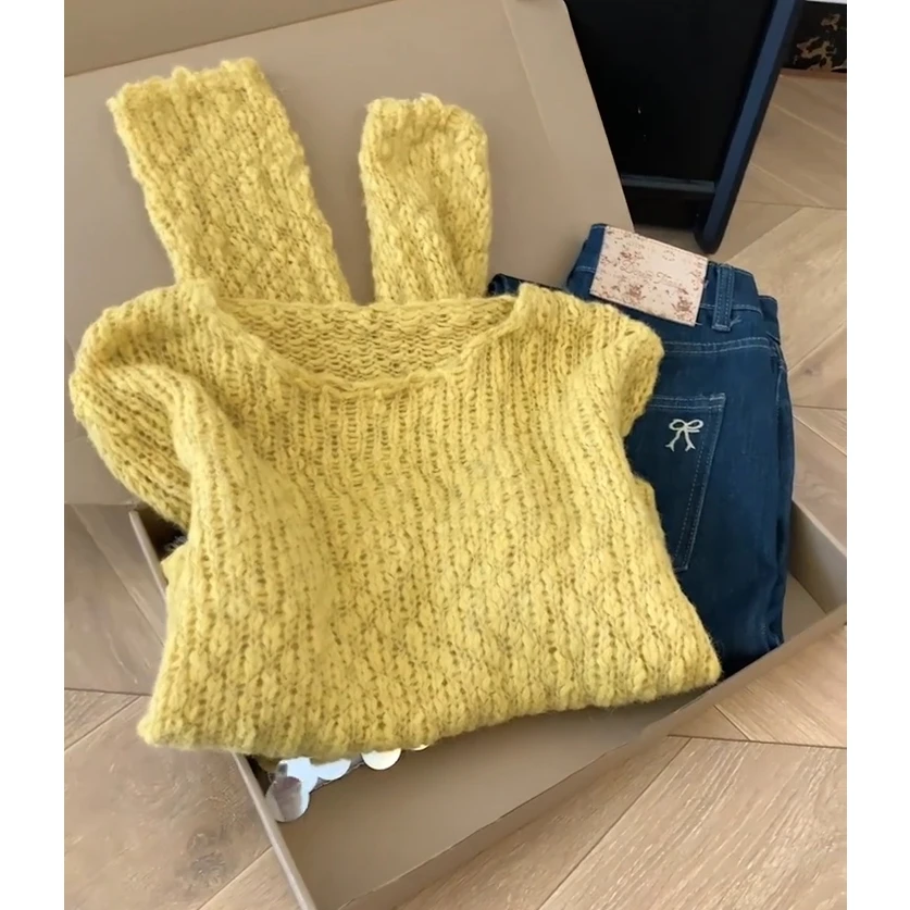 韩系镂空毛衣女士慵懒高级感针织衫氛围感早秋2025新款穿搭上衣潮