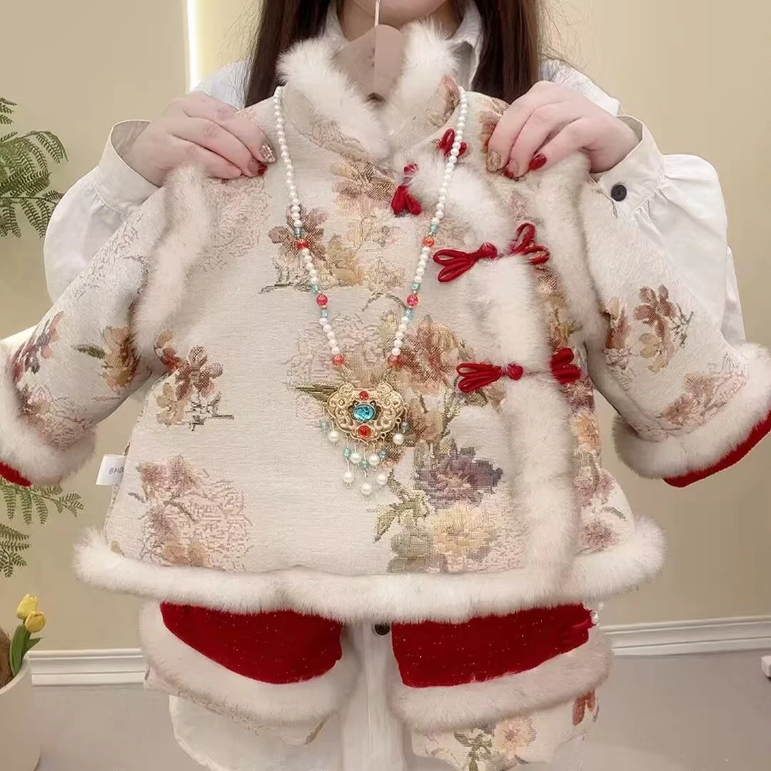 【艺小微】儿童冬装上衣裤子两件套拜年服洋气国风套装