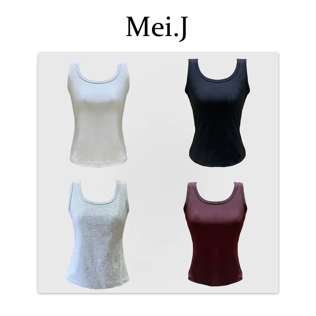 Mei.J 显瘦百搭U型领工字背心（四色）M0010