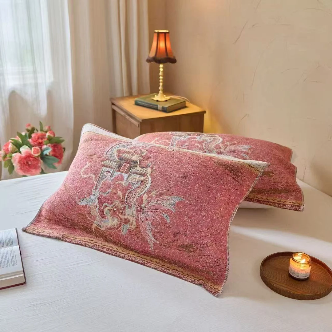 枕巾凤栖青岚高档成人家用枕头巾