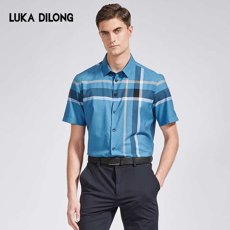 路卡迪龙-【黄金羊毛】男士夏季休闲衬衣短袖透气衬衫-122221223