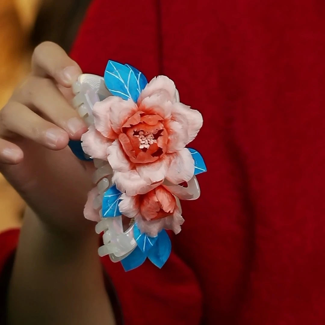 粉黛佳人升级抓夹非遗绒花南京绒花国风手工艺品