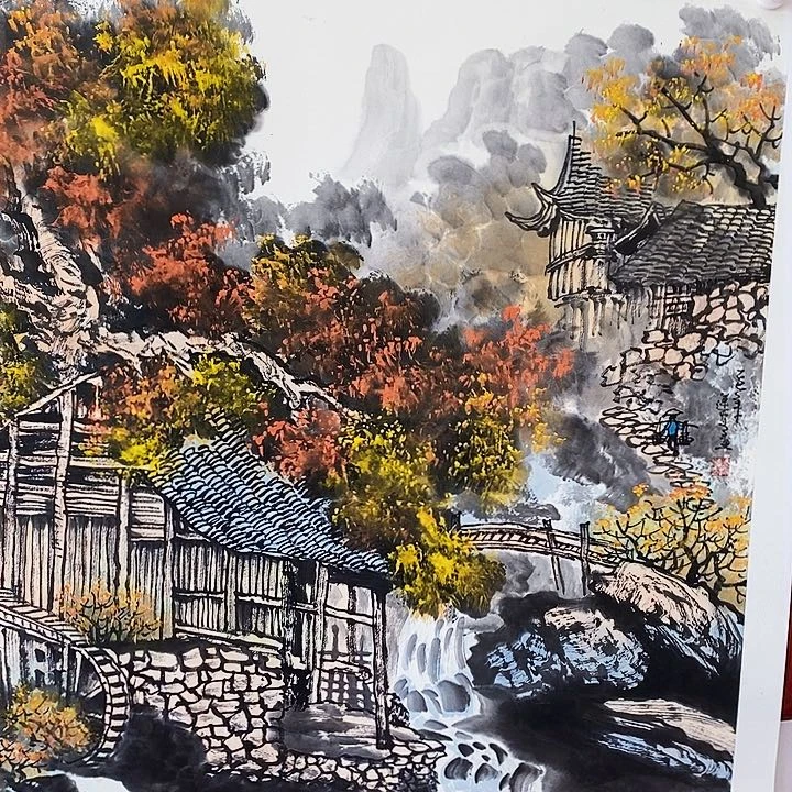 国画?*墨红花了好一两把了