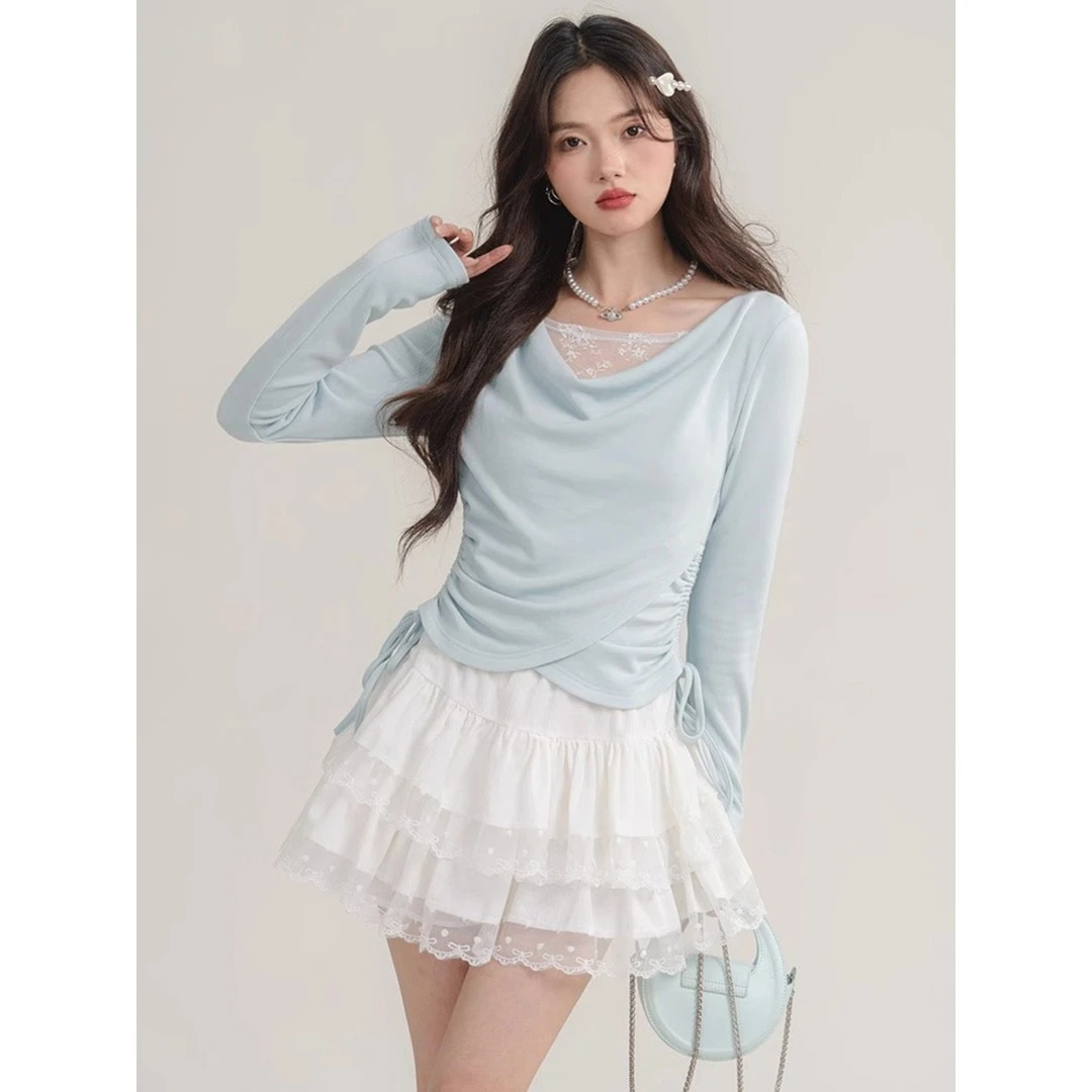 芭蕾风蕾丝花边夏季新款A字防走光短裙女设计感时尚百搭蛋糕裙