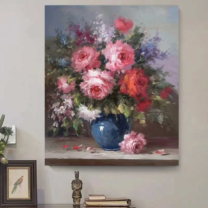 《绛艳青瓶》50*60含内框，刘春建手绘油画装饰画客厅背景墙挂画