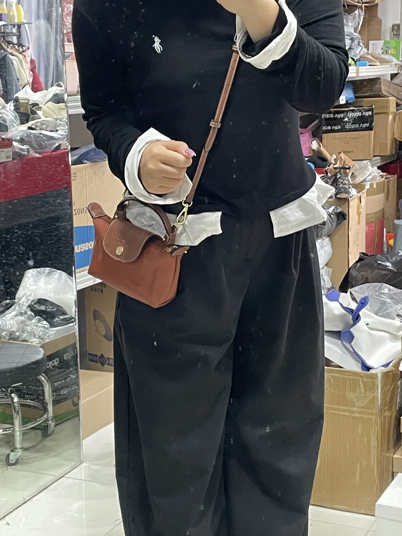 真皮单根“经典mini饺子包”尼龙手提零钱包手机包单肩包斜跨包新款