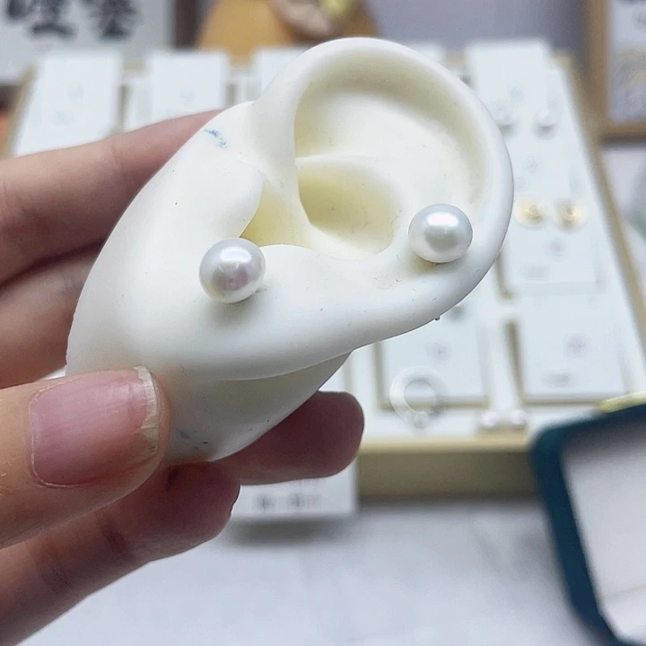 淡水珍珠耳饰银S925镶嵌榴***粉