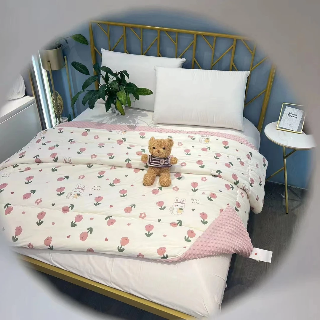 针织棉豆豆被春秋被可水洗