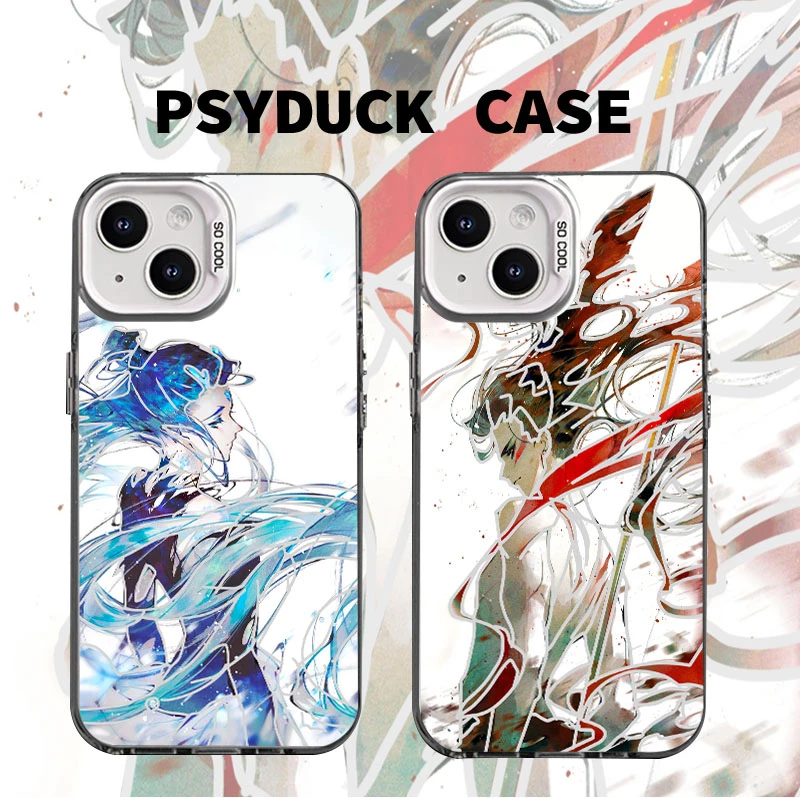 适用苹果华为一加iQOO小米水墨风敖丙哪吒彩银全包创意防摔手机壳