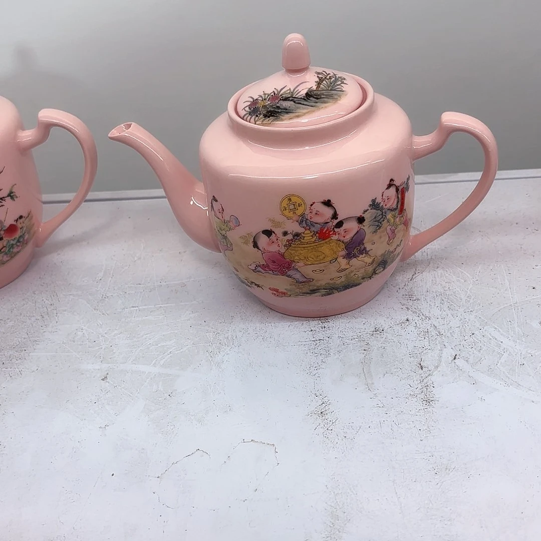 壶陶瓷招财进宝两斤侧把壶红稀稀