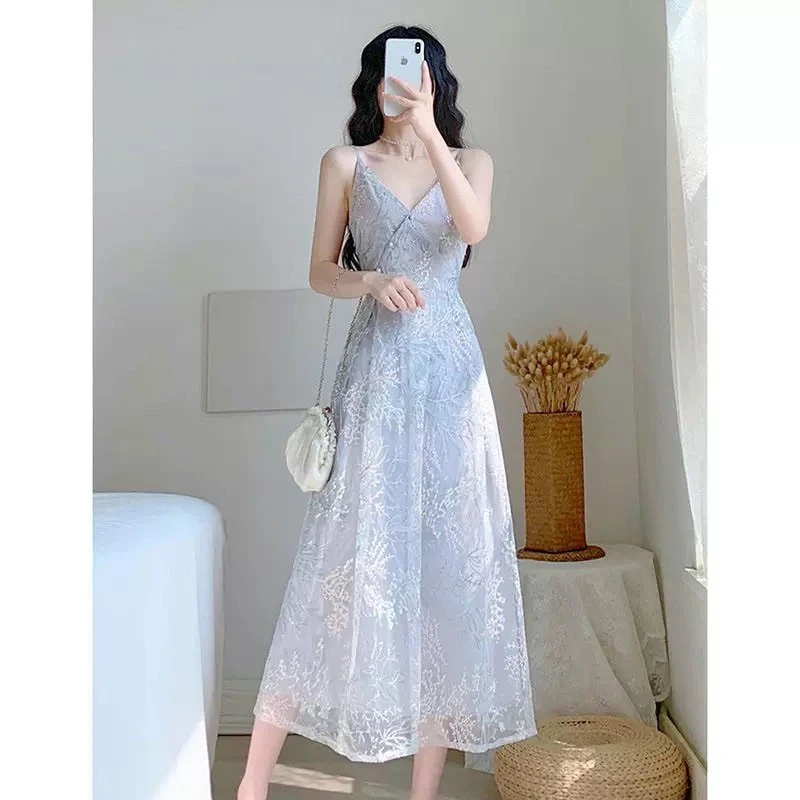 慵懒风法式休闲风时尚套装裙子中长款仙气连衣裙