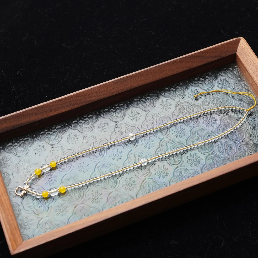 WiFi 天然白水晶4mm圆珠项链