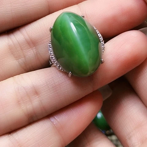 和田玉戒指银S925镶嵌用****