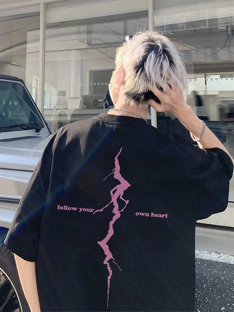 美式短袖T恤男款2025新款潮流夏季潮牌纯棉痞帅高街男生短袖重磅