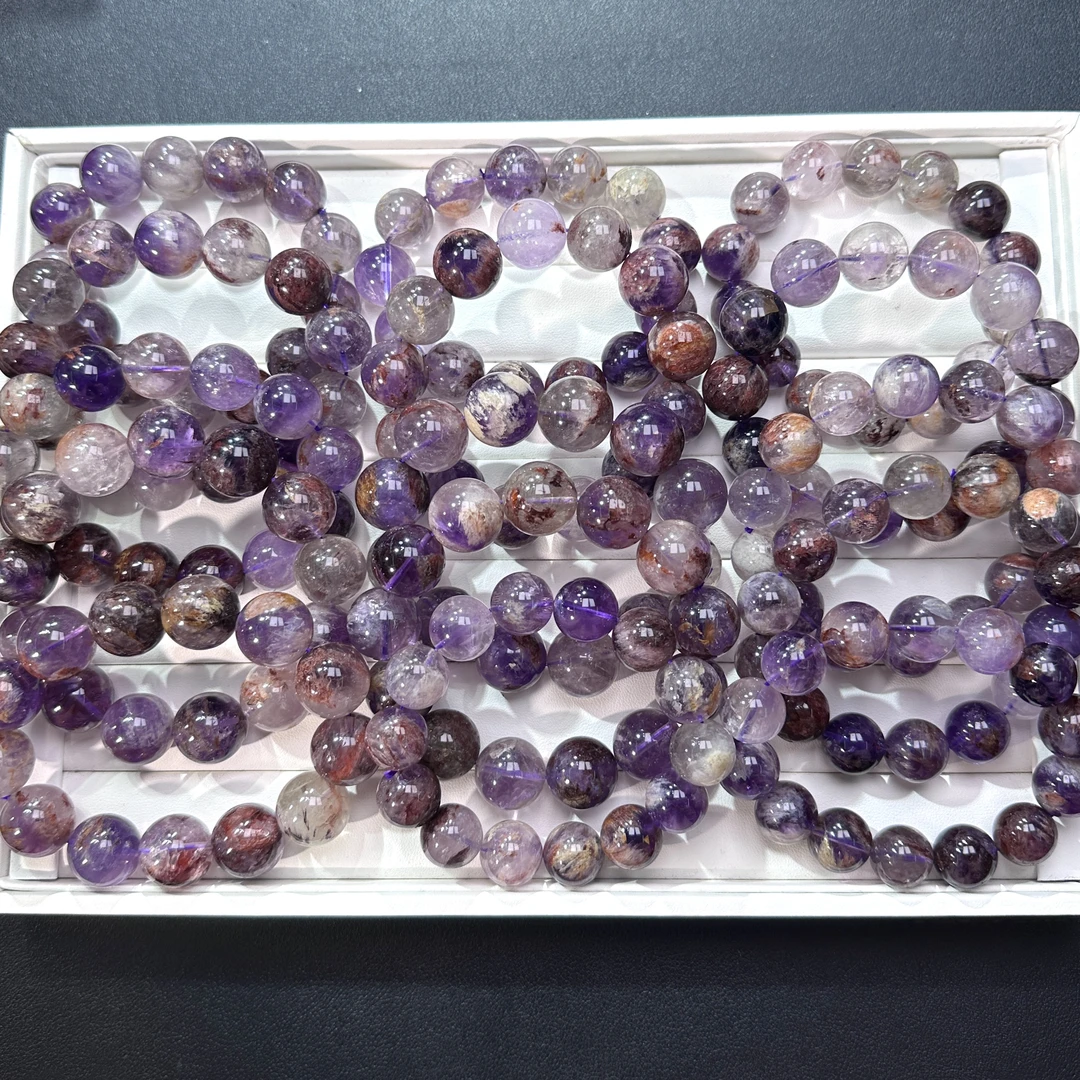 “九紫离火运”天然紫钛紫幽灵水晶手串/多样性发一