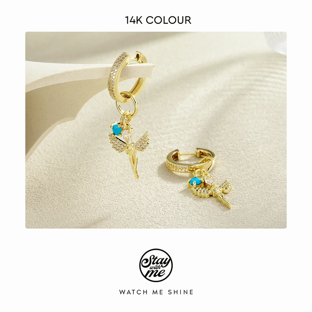 STAY WITH ME 铜合金合成锆石耳饰 小众设计p0609耳环