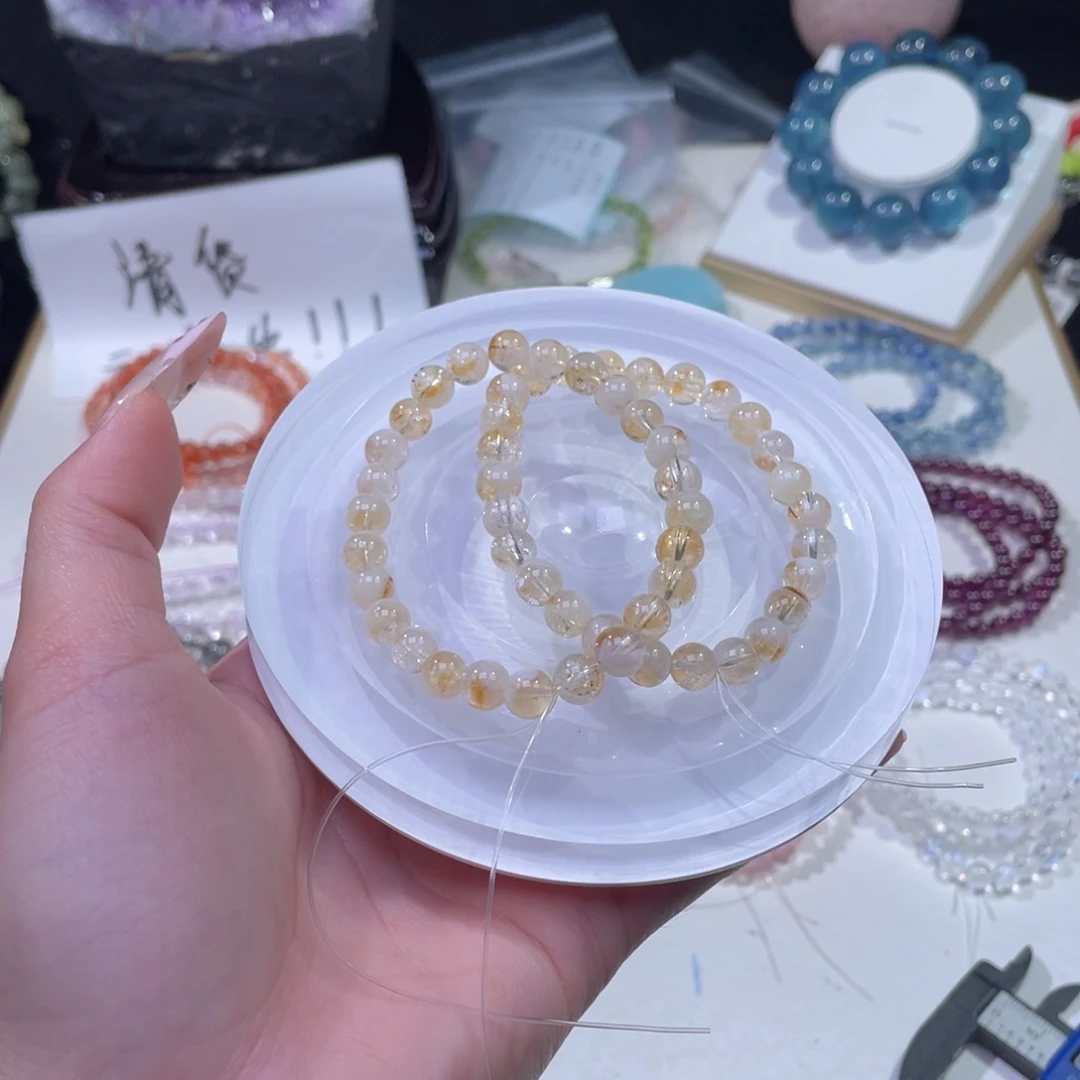 未镶嵌手链水晶蜂蜜奶盖黄塔晶 7+  两条