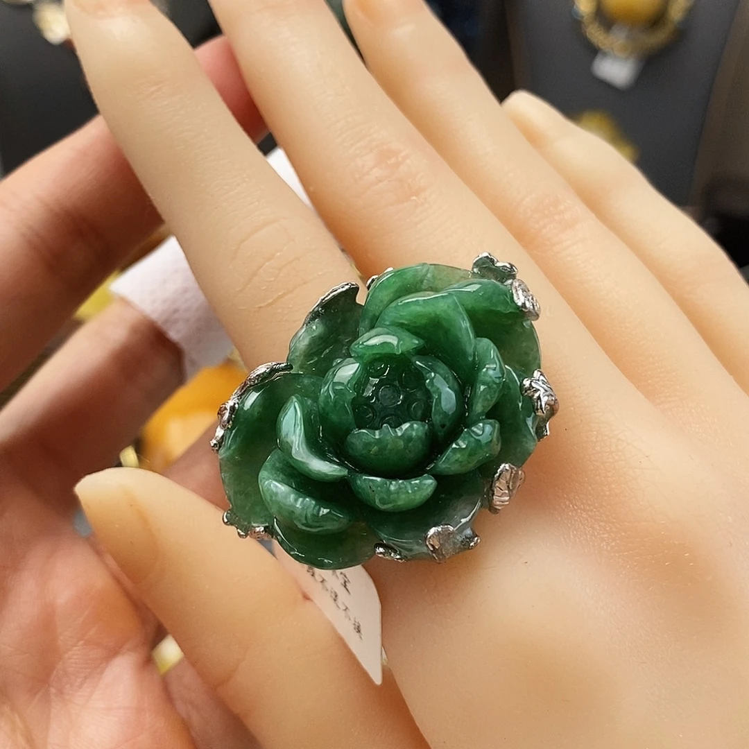 翡翠戒指银S925镶嵌