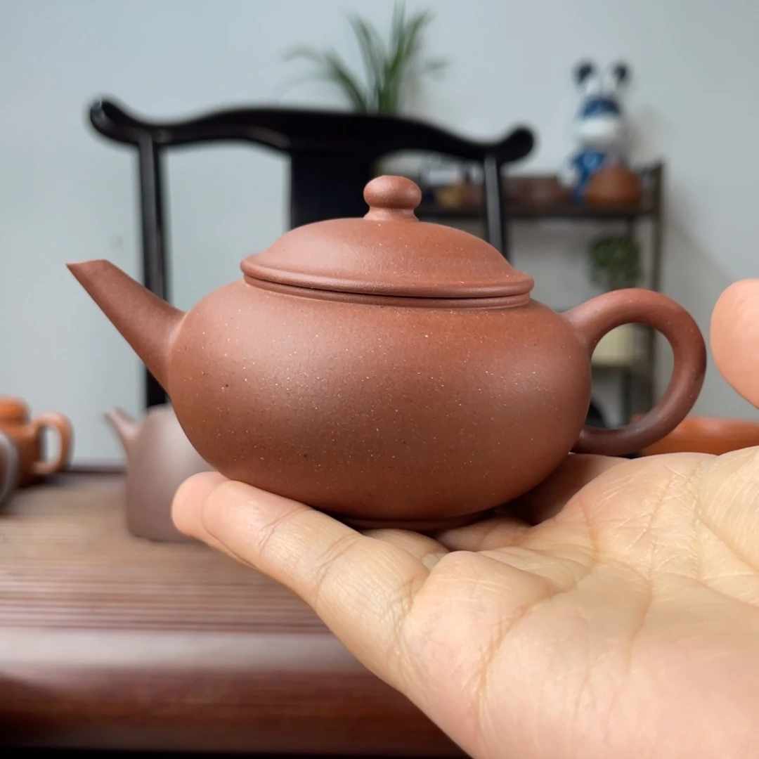 茶壶红泥扁水平130cc全手