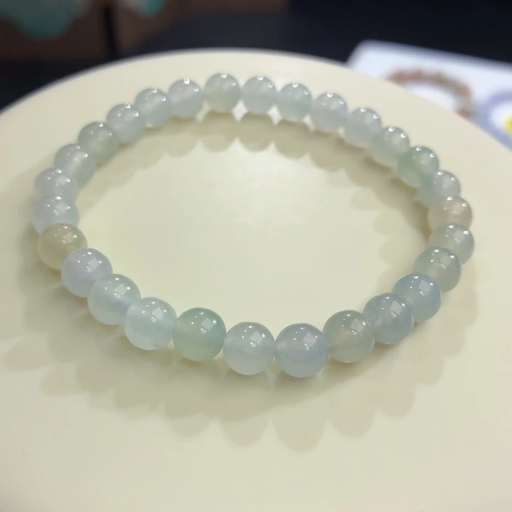 翡翠未镶嵌手链冰胶马卡龙卡6.8
