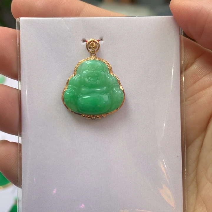 翡翠颈饰18K金镶嵌翡翠吊坠
