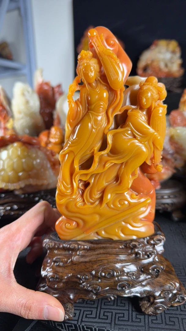 寿山石花开富贵摆件