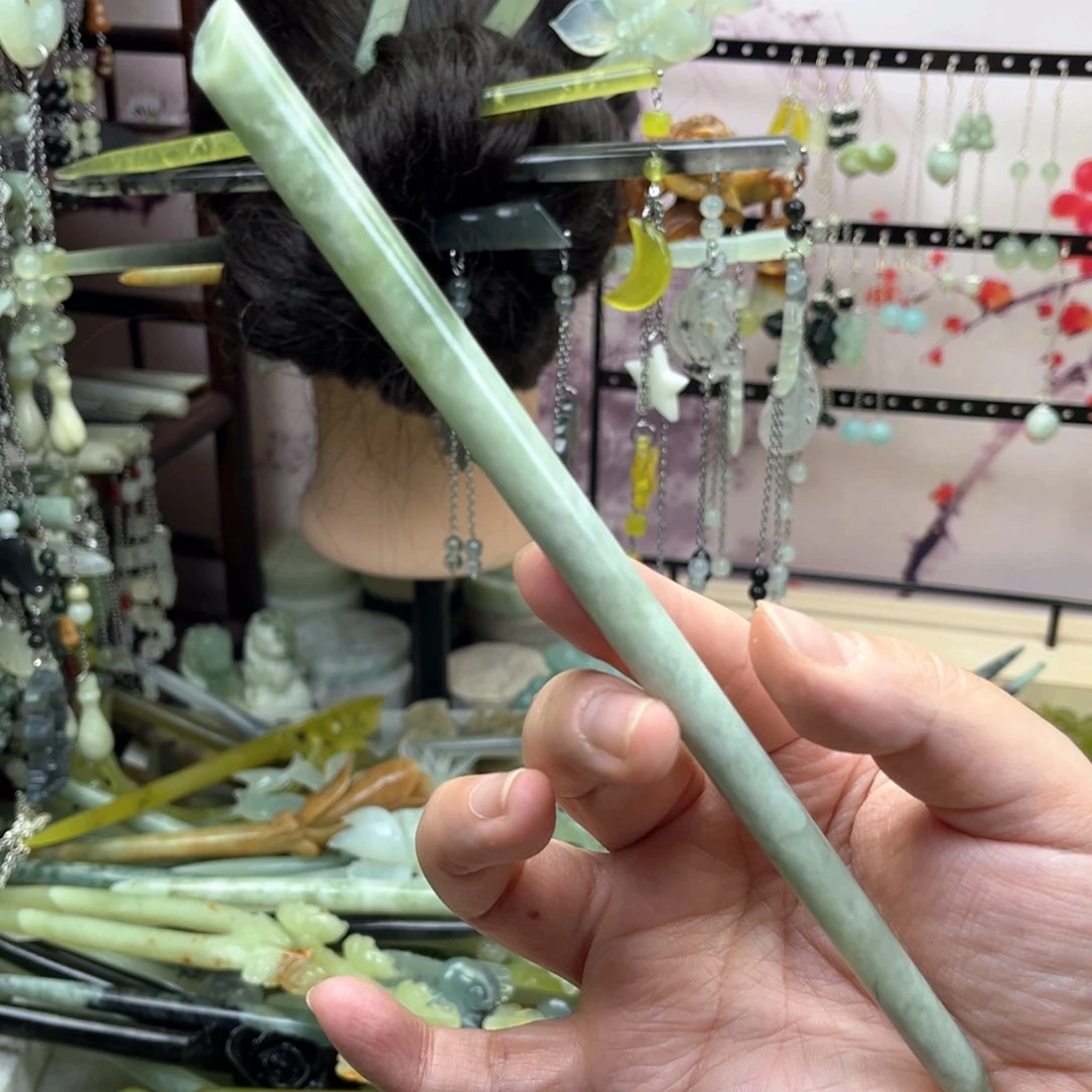 岫玉未镶嵌发饰长度21厘米左右