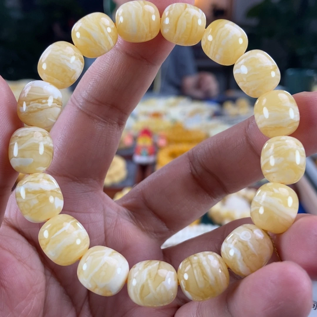 琥珀未镶嵌珠宝奇石11虎皮纹千层雪同料串15.79