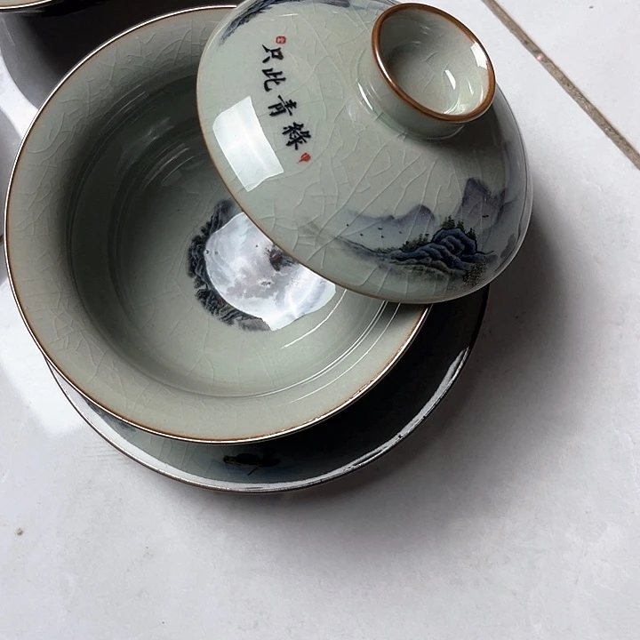 只此青绿元宝盖碗