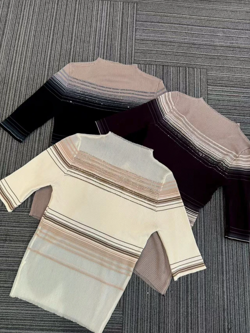 熙薇【广岛之恋】2025早秋新款时尚气质休闲百搭毛衣上衣H5002